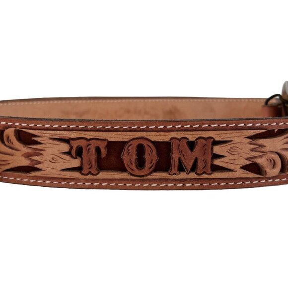 Size 66 Mens Belt Lone Star Buckle on Tooled Leather Belt Nubuck Floral - Picture 4 of 11